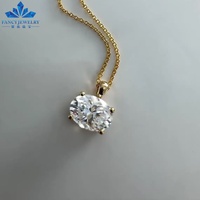 Pendentif en diamant de laboratoire taille ovale 1CT 1.5CT 2CT 2.5CT 3CT 3.5CT 4CT 5CT personnalisable avec collier en or, bijoux fins pour cadeau