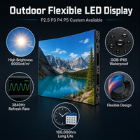Layar LED Fleksibel Luar Ruangan Custom P2 5 P3 P4 P5 Kecerahan Tinggi Refresh Rate Tinggi Daya Tahan Lama Video Wall