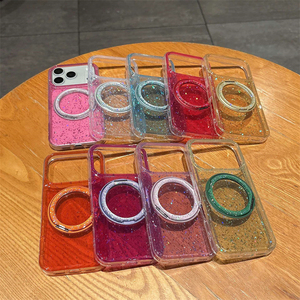 Étui de téléphone portable transparent de luxe avec support magnétique à paillettes pour iPhone 17 16 15 14 Pro Max, coque arrière robuste en TPU avec béquille intégrée - Product Image 2