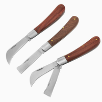 Couteau de greffage pliant avec manche en bois de rose, outil de jardinage, de camping et d'extérieur en acier inoxydable pour la taille et la bouturage
