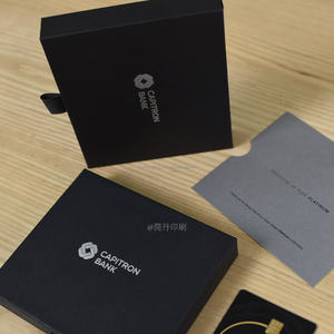 Boîte d'emballage rigide noire de luxe personnalisée réutilisable avec tiroir magnétique coulissant pour cartes de crédit VIP - Product Image 3