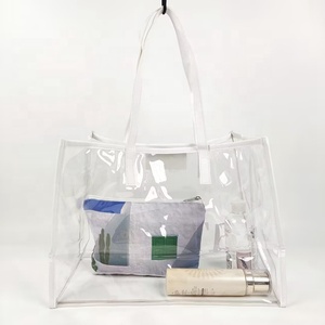 Factory Custom Logo Pvc Mini Transparent Clear Tote Bag Pvc Holographic Tote Bags Jelly Clear Plastic Pvc Beach Tote Bag