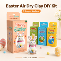 Kit de Bricolage Pâques en Argile à Séchage à l'Air - Ensemble Lapin en Pâte à Modeler Non Toxique pour Enfants, Cadeau et Décoration de Fêtes Tout-en-un, OEM