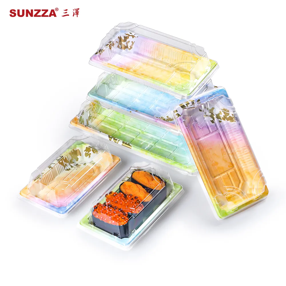 SunzzaパッケージファッションSZ02ブリスタープラスチック寿司包装容器使い捨てカラフル雲寿司箱