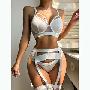 Conjunto de lingerie feminino luxuosa, 2023, dia dos namorados, sexy, garter pura, tamanho grande, 24 cores puras, exótica, 4 peças, lingerie feminina