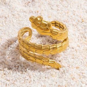 Simulated Snake <b>Ring</b> Stainless Steel Exaggerated Style Unisex Fashion Jewelry Gift Animal Zodiac Design - Product Image 1