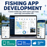 Développement d'une application de pêche en plein air personnalisée pour iOS et Android avec enregistrements des lieux de pêche, des enregistrements des prises, des données météorologiques LionCreate