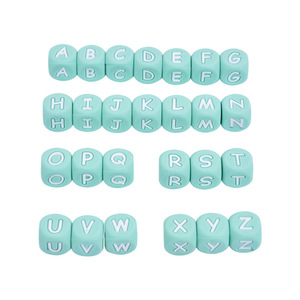 <span class=keywords><strong>Perles</strong></span> en silicone de haute qualité sans BPA, couleur unie, 12 mm, <span class=keywords><strong>carrées</strong></span>, lettres anglaises, en vrac, pour la dentition et le bricolage - Product Image 5