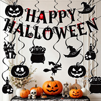 Kit de Décorations pour Fête d'Halloween : Bannière, Décorations Suspendues, Accessoires Squelette, Citrouille, Sorcière, Fantôme, Décorations de Table pour Fêtes à Domicile