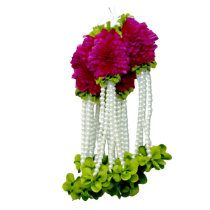 Guirnalda Floral Artificial Rosa con Perlas Colgantes, Decoración para Bodas, Festivales, Templos y Eventos - Product Image 1