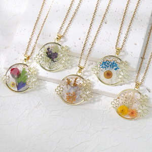 Collier avec pendentif « Oublie-<span class=keywords><strong>moi</strong></span> pas » en résine avec fleurs pressées, colliers pour femmes, bijoux naturels, cadeau pour <span class=keywords><strong>maman</strong></span> - Product Image 1