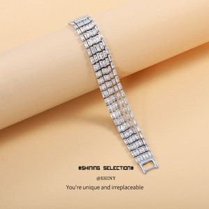 Bracelet en cristal à 6 rangs de pierres de zircon, bande élastique, bijoux de fête pour femmes, sensation haut de gamme - Product Image 4