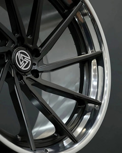 2 pièces Jantes de voiture personnalisées concaves à fond profond forgées brossées polies noires 5x120 5x112 5x114.3 18 19 20 21 22 pouces - Product Image 3