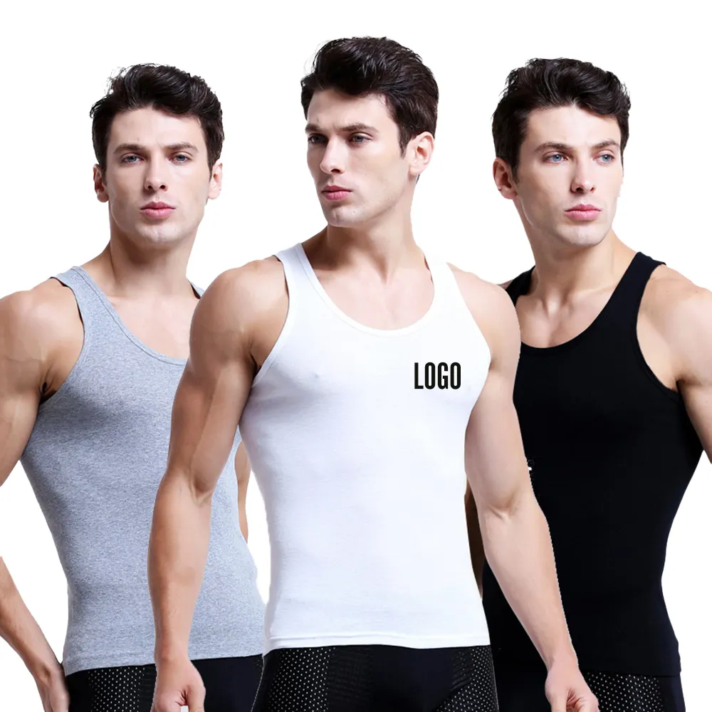 Benutzer definierte gerippte Stringer Quick Dry Fitted Gym Plus Size Jungen Herren Tank Tops T-Shirts