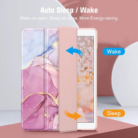 Étui pliable pour iPad Pro 10,5 pouces/Air3 10,5 pouces et iPad 10,2 pouces 2019/2020/2021, coque pour iPad avec marbre acrylique lilas