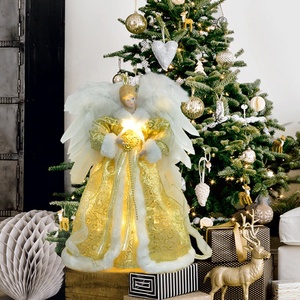 Adorno de árbol de Navidad LED premium con ángel y plumas reales - Product Image 4