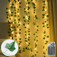 Guirlande lumineuse LED en forme de feuilles de lierre, plante artificielle, alimentée par USB/piles, pour la décoration de la maison, des festivals, des chambres et des balcons