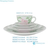 Service de table en porcelaine de haute qualité, peint à la main, lavable en machine, avec tasse à café, RZKR75-G-6-8-10inch-RZKR76-CD