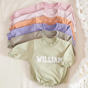 Grosir Romper Bayi Ukuran Besar Bermonogram, Sweatshirt Katun Custom, Set Pakaian Bayi Unisex - Product Image 4