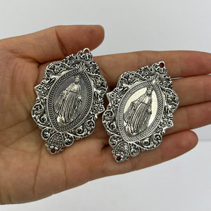 Medaglia religiosa pendente per maria vergine 38x55mm per creazione di gioielli fai da te - Product Image 5