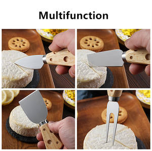 चारक्यूटेरी बोर्ड सहायक उपकरण स्टेनलेस स्टील ब्लेड स्प्रेडर चाकू सेट पनीर मक्खन स्लाइसर पर्यावरण के अनुकूल लकड़ी के हैंडल धारक - Product Image 4