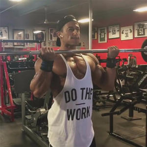 OEM Mens <span class=keywords><strong>Y</strong></span> canotta posteriore prezzo basso stampa personalizzata cotone Stringer palestra Fitness canotta allenamento muscolare Bodybuilding canotta da uomo - Product Image 3