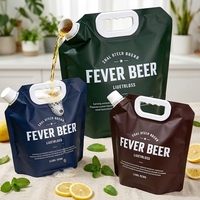 Sachet d'emballage liquide personnalisé imprimé sans BPA, haute barrière, à fond plat, 1L 5L, robuste, avec bec verseur pour eau minérale – Fabricant