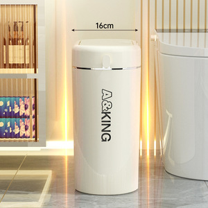 Slim Toilet Trash Can With Lid 22cm Wide Automatic Push Button Indoor Use - Product Image 3