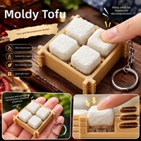 Porte-clés anti-stress en forme de tofu fermenté imprimé en 3D, jouet à bouton-poussoir pour le bureau, mini décoration de table