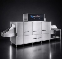 Lave-vaisselle à convoyeur commercial et industriel, capacité 2500-5000 services par heure, type linéaire, en acier inoxydable, pour cantine