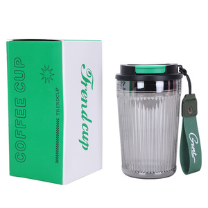 Joli cadeau 500Ml haute qualité personnalisé Portable en gros haute tasse à café en verre borosilicaté avec couvercle - Product Image 1