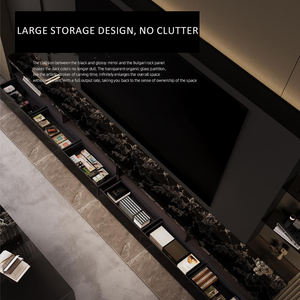 Gabinete de TV de pie minimalista moderno italiano nuevo gabinete de TV de losa de roca negra plana grande combinación para sala de estar Villa - Product Image 3