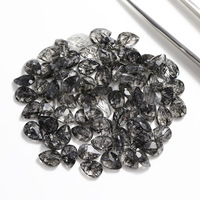 IGI certifié semi-précieux noir rutile Quartz incrustation 7X5 goutte d'eau visage anneau naturel bijoux à bricoler soi-même accessoires rubis diamant