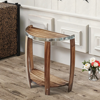 Table d'appoint basse en forme de demi-baril de chêne Support de stockage de tonneau de vin en bois massif Écologique avec fonction de gravure pour le vin de bar