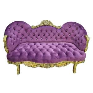 Canapé de salon pour événements, mariages et banquets, mobilier de mariage pour la mariée, chaises de location, mobilier de mariage doré poli sculpté, vente en gros - Product Image 2