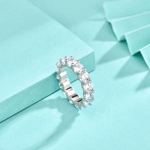 GR50 Low Moq venta al por mayor moda promesa apilable grandes anillos de circón conjunto compromiso mujeres Cz 5A S925 joyería anillo de bodas de plata - Product Image 5