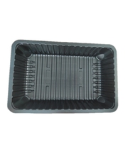 Barquette d'emballage alimentaire rectangulaire noire en PP personnalisée, jetable, pour aliments surgelés