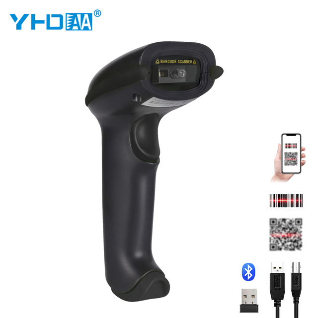 YHDAA Bluetooth Wireless Qr Bar Code Reader Handheld 1D 2D Barcode Scanner, Support for Smart Phones/Tablets/Computers