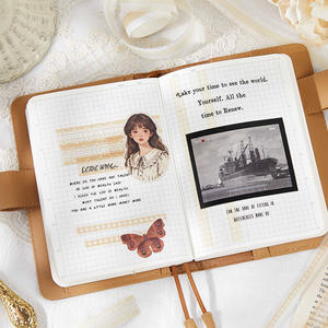 3 rouleaux de ruban PET en peluche, série de rubans tissés, dentelle faite à la main, matériel de décoration pour carnet, matériel de collage, autocollant réutilisable - Product Image 3