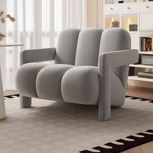 Nordic New Design Cream Style Modern Fabric Leisure Chair Lounge <strong>Armchair</strong> for Living Room Hotel <strong>Rest</strong> Area Beauty Salon - Product Image 6