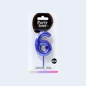 Bougie d'anniversaire Party Love bleue numéro 6, 6 cm - Product Image 1