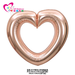 Heart Shaped Aluminum Foil <b>Balloon</b> 40 Inch Hollow Decorative Birthday <b>Party</b> <b>Balloons</b> - Product Image 3