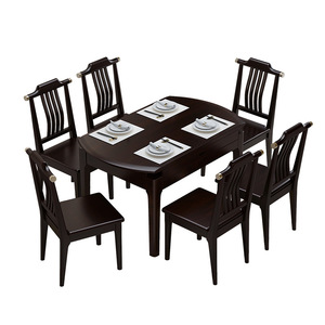 New Chinese Style Solid <b>Wood</b> <b>Dining</b> <b>Table</b> And Chair Set 6 Piece <b>Extendable</b> Convertible For <b>Dining</b> Room - Product Image 5