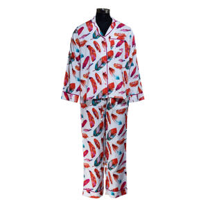 Conjunto de pijama de algodón cómodo informal para mujer, ropa de dormir con estampado gráfico para dormir relajante - Product Image 3