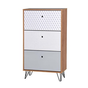 Modern concise metal leg 3 layer living room shoes cabinet with flip drawer
