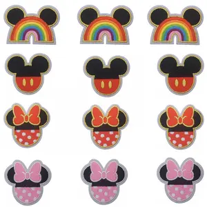 Iron On Embroidered cute Mouse Ear shape Rainbow Patches For Kid Clothes Bag Decoration