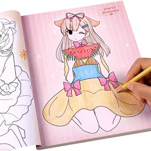 Libro de dibujo de princesa para niños, libro mágico de agua para colorear