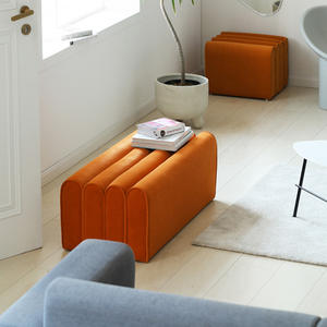 Otomana italiana minimalista de tela, 60x50x40 cm, taburete para el hogar, sala de estar, dormitorio, reposapiés, muebles móviles - Product Image 3