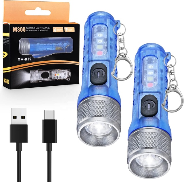 Mini Flashlight USB Rechargeable EDC Flashlight with Clip Magnetic Torch Light with 11 Mode Keychain Flashlight
