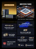 M6 Ultra Mini PC AMD Ryzen 5 7640HS DDR5 M.2 2280 SSD Win11 Pro USB4 2.5G LAN WiFi6E BT5.2 Komputer Desktop Kantor Gaming